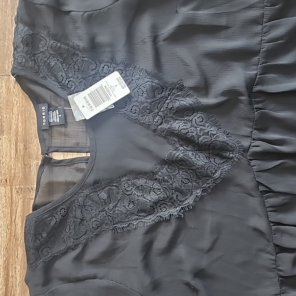 NWT Torrid Babydoll Crinkle Chiffon Lace Trim Top Sz 3, 22/24, 3X - Picture 5 of 10